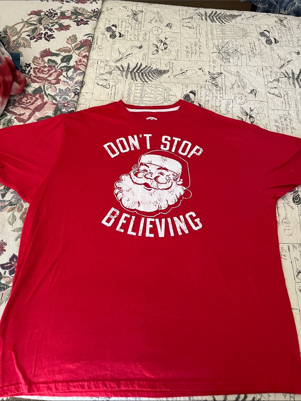 Holiday Time Red "Don't Stop Believing" Santa Tee